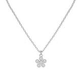85883, DAINTY FLOWER W/ STONE PENDANT NECKLACE