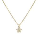 85883, DAINTY FLOWER W/ STONE PENDANT NECKLACE
