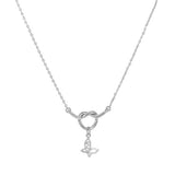 85884, DAINTY HEART W/ BUTTERFLY STONE PENDANT NECKLACE