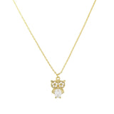 85885, DAINTY OWL W/ STONE PENDANT NECKLACE