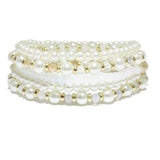 85914, PEARL N BEAD STRETCH BRACELET SET