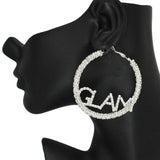 85975, "GLAM" CRYSTAL RHINESTONE HOOP EARRING