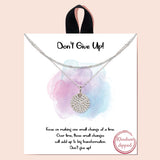 86015, "DON'T GIVE UP" CUBIC ZIRCONIA PAVE DISK DOUBLE LAYERED NECKLACE