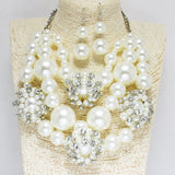 86044, CHUNKY PEARL W/ RHINESTONE NECKLACE