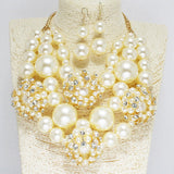 86044, CHUNKY PEARL W/ RHINESTONE NECKLACE