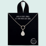 86060, TEARDROP PAVE CUBIC ZIRCONIA NECKLACE/18K GOLD DIPPED