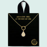 86060, TEARDROP PAVE CUBIC ZIRCONIA NECKLACE/18K GOLD DIPPED