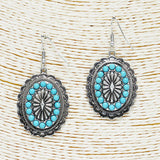 86086, WESTERN CONCHO W/ SEMI PRECIOUS STONE EARRING