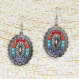 86086, WESTERN CONCHO W/ SEMI PRECIOUS STONE EARRING