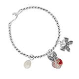 86112, BUTTERFLY N LUCITE STONE CHARM BRACELET