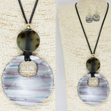 86178, CELLULOID ACETATE ROUND PENDANT NECKLACE