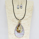 86182, CELLULOID ACETATE TEARDROP PENDANT NECKLACE