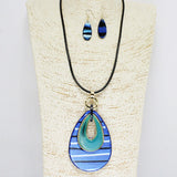 86182, CELLULOID ACETATE TEARDROP PENDANT NECKLACE