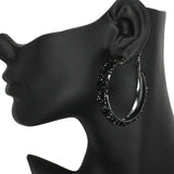 86188, GLITTER RHINESTONE ROUND HOOP EARRING
