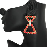 86192, FAUX LEATHER WRAPPED TRIANGLE POST EARRING