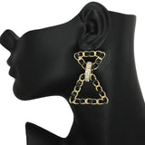 86192, FAUX LEATHER WRAPPED TRIANGLE POST EARRING