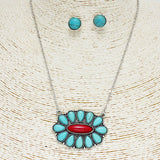 86209, WESTERN CONCHO TURQUOISE STONE NECKLACE
