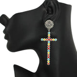 86213, CROSS TURQUOISE STONE DROP EARRING
