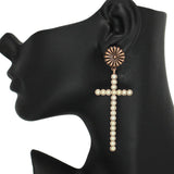 86213, CROSS TURQUOISE STONE DROP EARRING