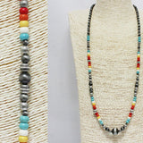 86221, TURQUOISE STONE BEAD LONG NECKLACE