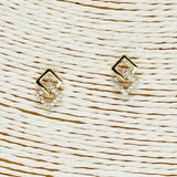 86435, DAINTY PAVE GEOMETRIC STUD EARRING/CUBIC ZIRCONIA