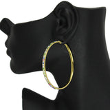 86440, PAVE STONE ROUND HOOP EARRING 60MM
