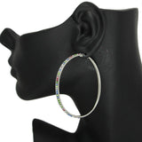 86440, PAVE STONE ROUND HOOP EARRING 60MM