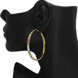 86441, PAVE STONE ROUND HOOP EARRING 50MM