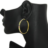86442, PAVE STONE ROUND HOOP EARRING 40MM