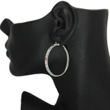 86442, PAVE STONE ROUND HOOP EARRING 40MM