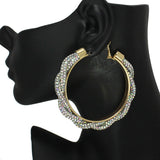 86537, 60MM PAVE RHINESTONE HOOP EARRING