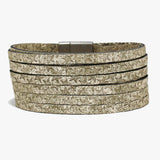 86573, STAR EMBOSSED FAUX LEATHER MAGNETIC CLOSE BRACELET