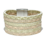 86573, STAR EMBOSSED FAUX LEATHER MAGNETIC CLOSE BRACELET