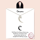 "dreams" Crescent Moon N Star Dainty Necklace