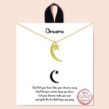 "dreams" Crescent Moon N Star Dainty Necklace - view 2