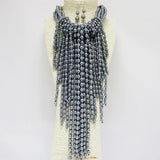 86605, LONG PEARL DROP CLUSTER NECKLACE