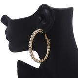 86644, 50MM RHINESTONE ROUND HOOP EARRING