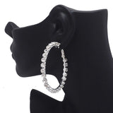 86644, 50MM RHINESTONE ROUND HOOP EARRING