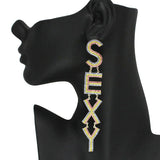 86654, "SEXY" PAVE RHINESTONE DROP EARRING