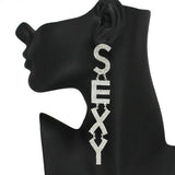 86654, "SEXY" PAVE RHINESTONE DROP EARRING