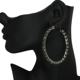 86668, 60MM CRYSTAL RHINESTONE ROUND HOOP EARRING