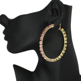 86668, 60MM CRYSTAL RHINESTONE ROUND HOOP EARRING
