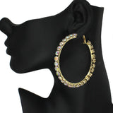 86668, 60MM CRYSTAL RHINESTONE ROUND HOOP EARRING