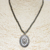 86683, WESTERN CONCHO PAVE STONE NECKLACE