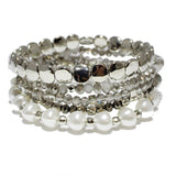 86717, FRESHWATER PEARL N BEAD MULTI LAYERED STRETCH BRACELET
