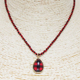 86751, TEARDROP BUFFALO PLAID BEAD NECKLACE