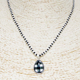 86751, TEARDROP BUFFALO PLAID BEAD NECKLACE