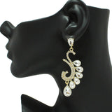 86938, RHINESTONE TEARDROP SWIRL EVENING EARRING