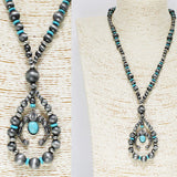 86959, WESTERN SQUASH BLOSSOM W/ NAVAJO PEARL NECKLACE