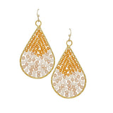 86963, TEARDROP TWO TONE BEADED EARRING